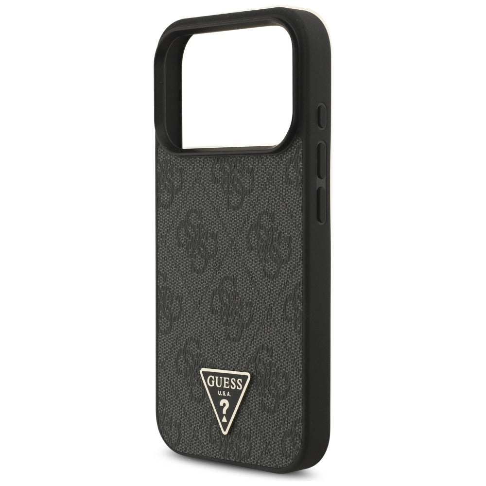 Funda MagSafe para Apple iPhone 17 Pro, Guess, Logo Triángulo 4G con Correa, Negra