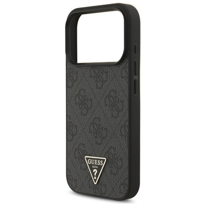 Funda MagSafe para Apple iPhone 17 Pro, Guess, Logo Triángulo 4G con Correa, Negra