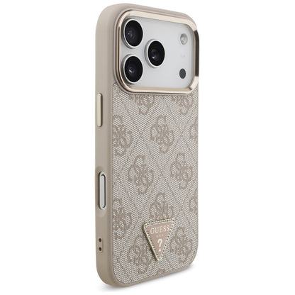 Funda MagSafe para Apple iPhone 17 Pro, Guess, Logo Triángulo 4G, Rosa Dorado