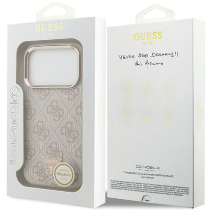 Funda MagSafe para Apple iPhone 17 Pro, Guess, Logo Triángulo 4G, Rosa Dorado