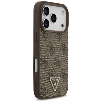 Funda MagSafe para Apple iPhone 17 Pro, Guess, 4G Triangle Strass, Marrón