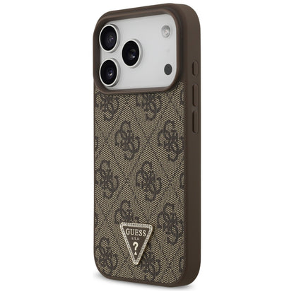 Funda MagSafe para Apple iPhone 17 Pro, Guess, 4G Triangle Strass, Marrón