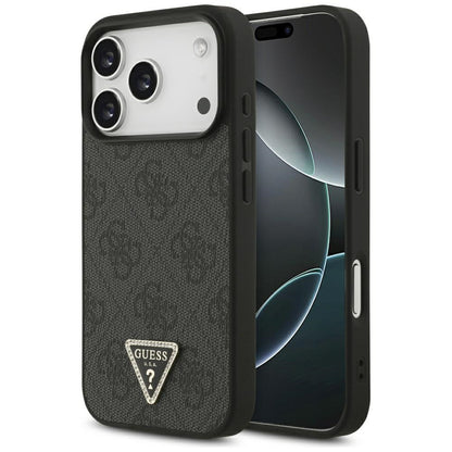 Funda MagSafe para Apple iPhone 17 Pro, Guess, 4G Triangle Strass, Negra