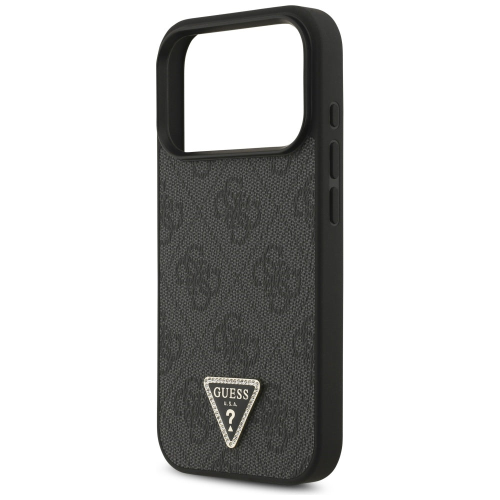 Funda MagSafe para Apple iPhone 17 Pro, Guess, 4G Triangle Strass, Negra