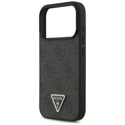Funda MagSafe para Apple iPhone 17 Pro, Guess, 4G Triangle Strass, Negra