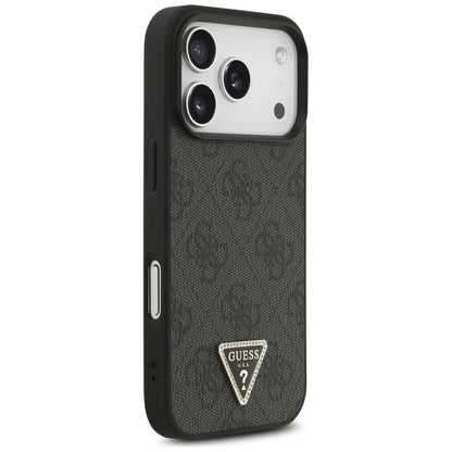 Funda MagSafe para Apple iPhone 17 Pro, Guess, 4G Triangle Strass, Negra