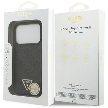 Funda MagSafe para Apple iPhone 17 Pro, Guess, 4G Triangle Strass, Negra