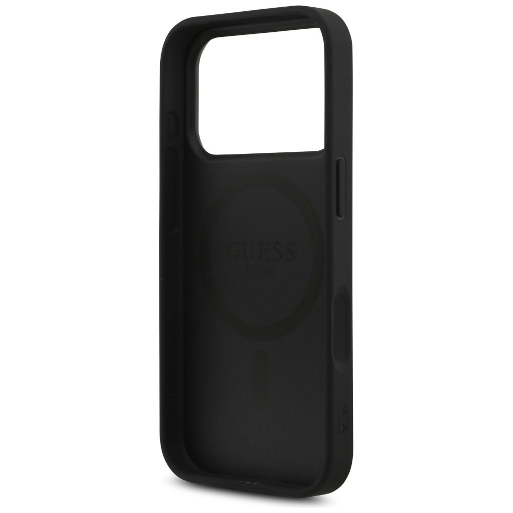 Funda MagSafe para Apple iPhone 17 Pro, Guess, 4G Triangle Strass, Negra