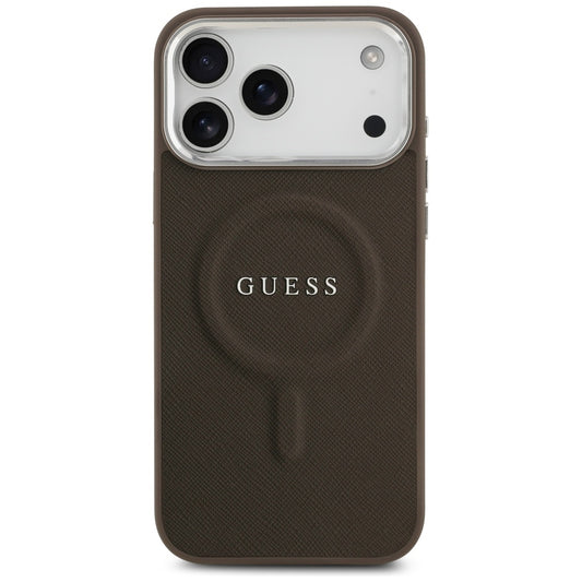 Funda MagSafe para Apple iPhone 17 Pro, Guess, Classic Logo, Marrón.