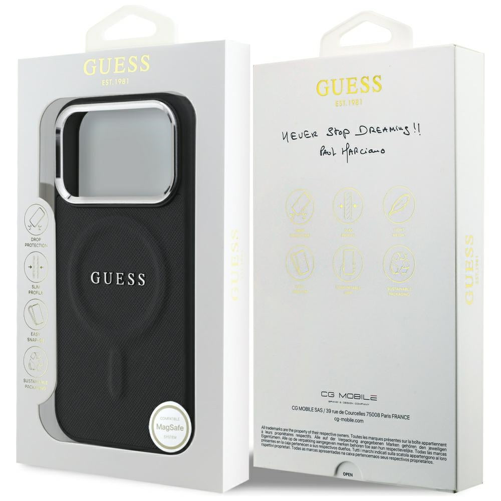 Funda MagSafe para Apple iPhone 17 Pro, Guess, Classic Logo, Negra