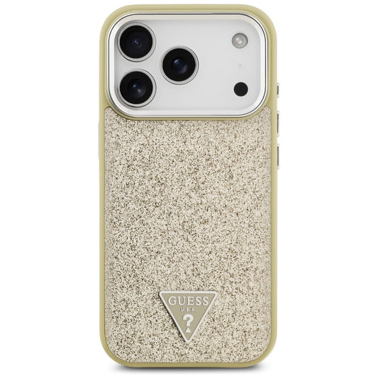 Funda MagSafe para Apple iPhone 17 Pro, Guess, Glitter Triangle Logo, Dorada