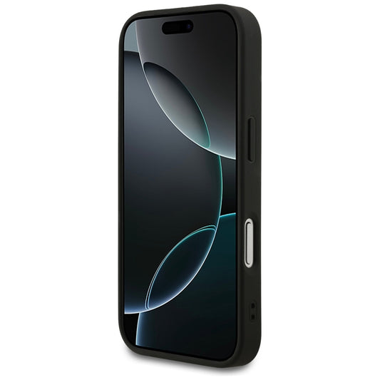 Funda MagSafe para Apple iPhone 17 Pro, Guess, Grained Gold Ring, Negra