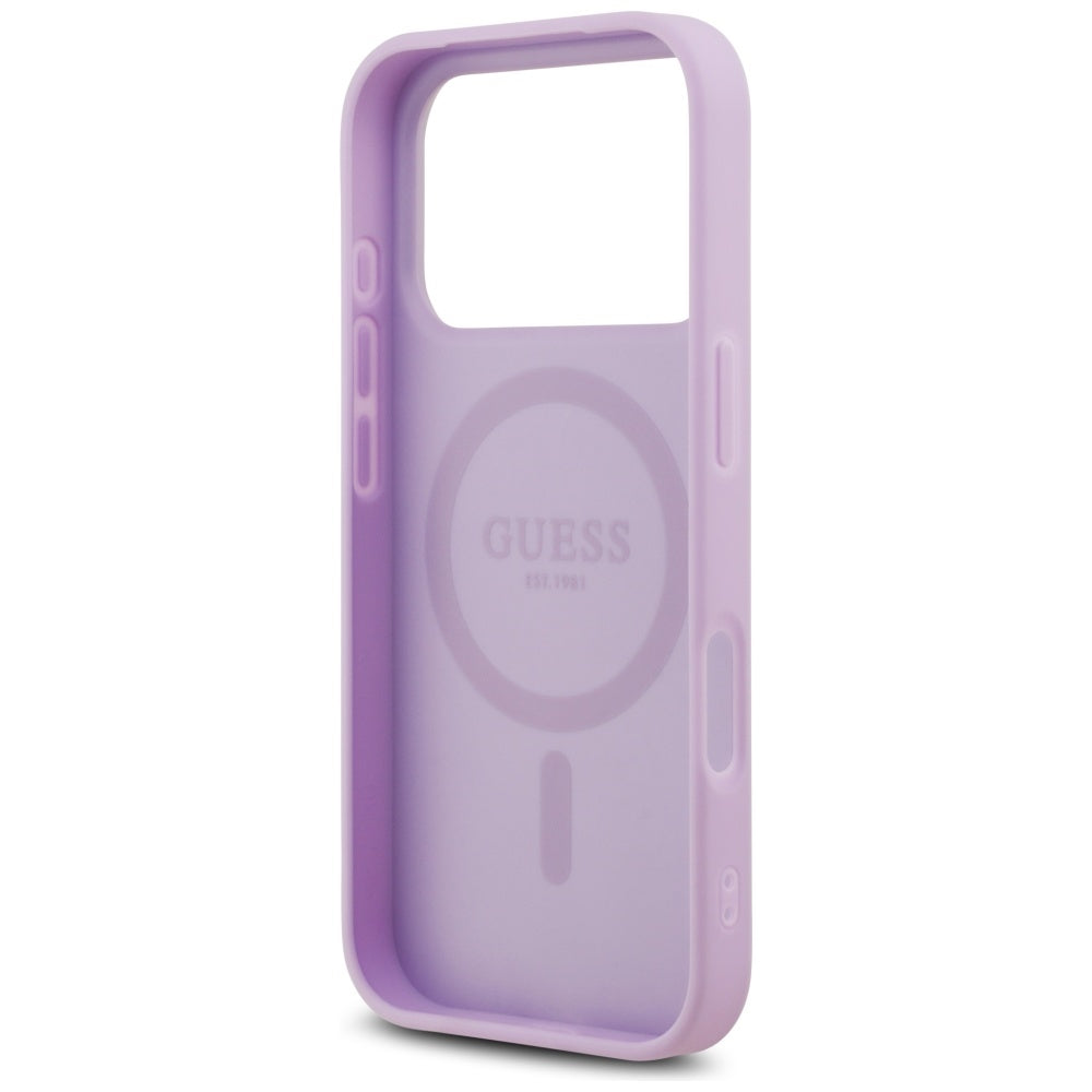 Funda MagSafe para Apple iPhone 17 Pro, Guess, Grained Gold Ring, Rosa