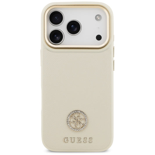 Funda MagSafe para Apple iPhone 17 Pro, Guess, Grained Strass Logo, Beige