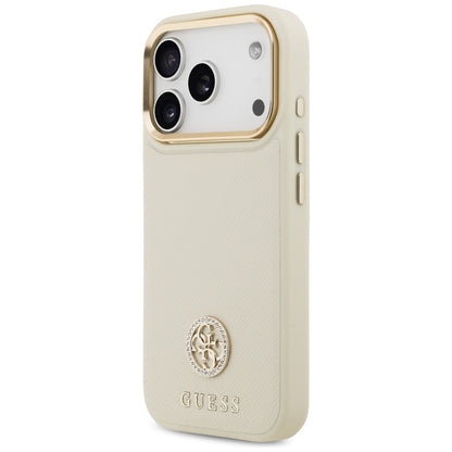 Funda MagSafe para Apple iPhone 17 Pro, Guess, Grained Strass Logo, Beige