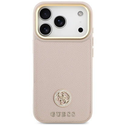 Funda MagSafe para Apple iPhone 17 Pro, Guess, Grained Strass Logo, Rosa