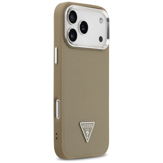 Funda MagSafe para Apple iPhone 17 Pro, Guess, Logo Triángulo Granulado, Marrón