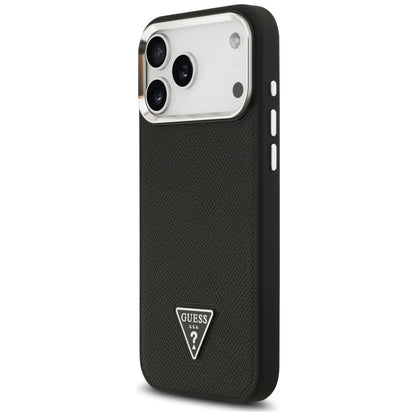 Funda MagSafe para Apple iPhone 17 Pro, Guess, Logo Triángulo Granulado, Negra