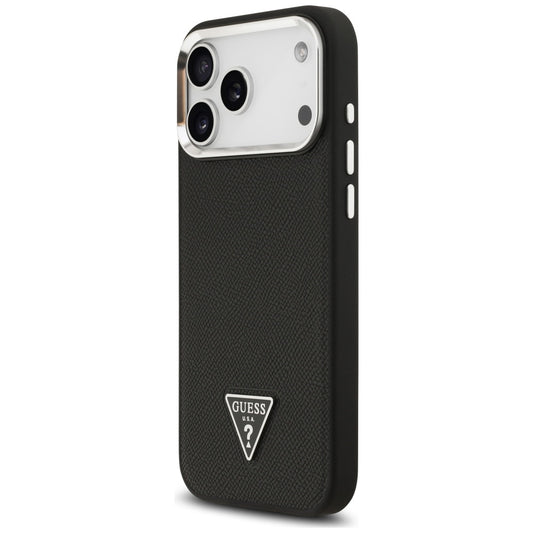 Funda MagSafe para Apple iPhone 17 Pro, Guess, Logo Triángulo Granulado, Negra