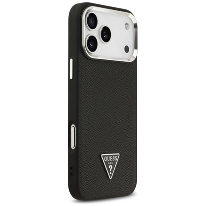Funda MagSafe para Apple iPhone 17 Pro, Guess, Logo Triángulo Granulado, Negra