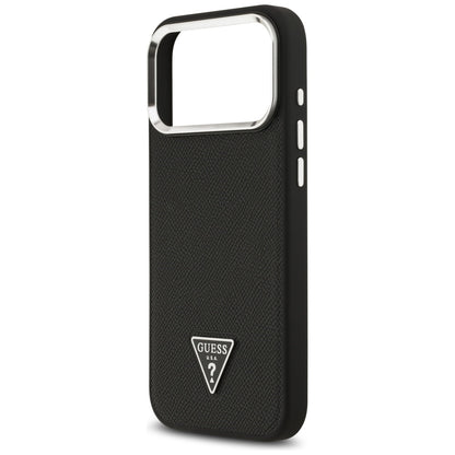 Funda MagSafe para Apple iPhone 17 Pro, Guess, Logo Triángulo Granulado, Negra