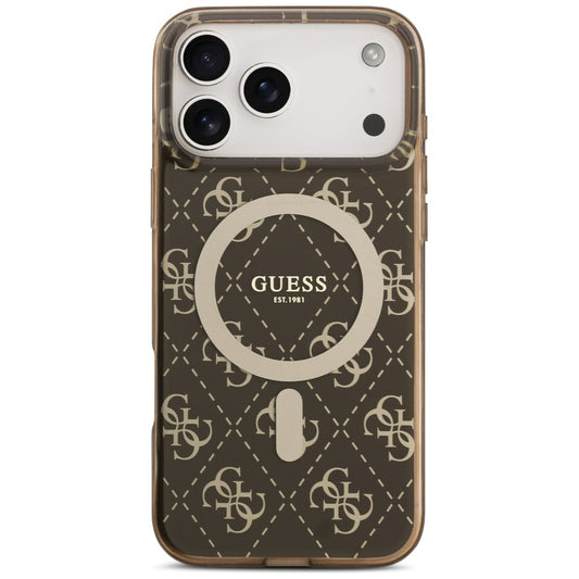 Funda MagSafe para Apple iPhone 17 Pro, Guess, IML 4G Background, Marrón