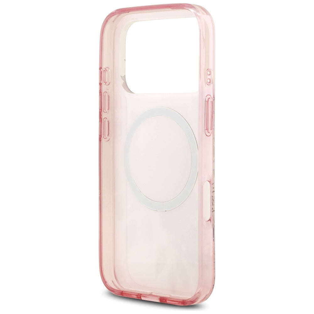 Funda MagSafe para Apple iPhone 17 Pro, Guess, IML Flower and Tonal Circle, Rosa