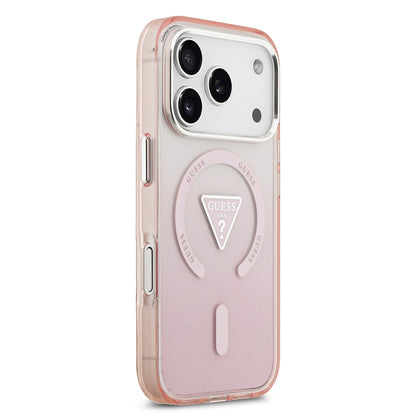Funda MagSafe para Apple iPhone 17 Pro, Guess, Logo Triángulo Gradiente IML, Rosa