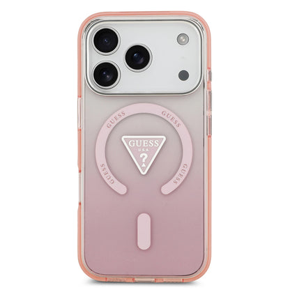 Funda MagSafe para Apple iPhone 17 Pro, Guess, Logo Triángulo Gradiente IML, Rosa