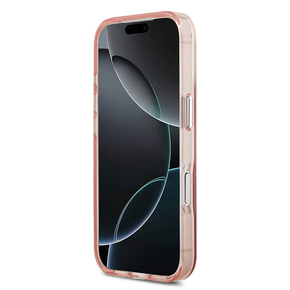 Funda MagSafe para Apple iPhone 17 Pro, Guess, Logo Triángulo Gradiente IML, Rosa
