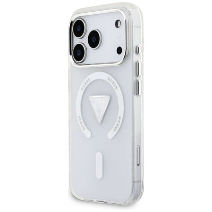 Funda MagSafe para Apple iPhone 17 Pro, Guess, Logo Triángulo Gradiente IML, Transparente