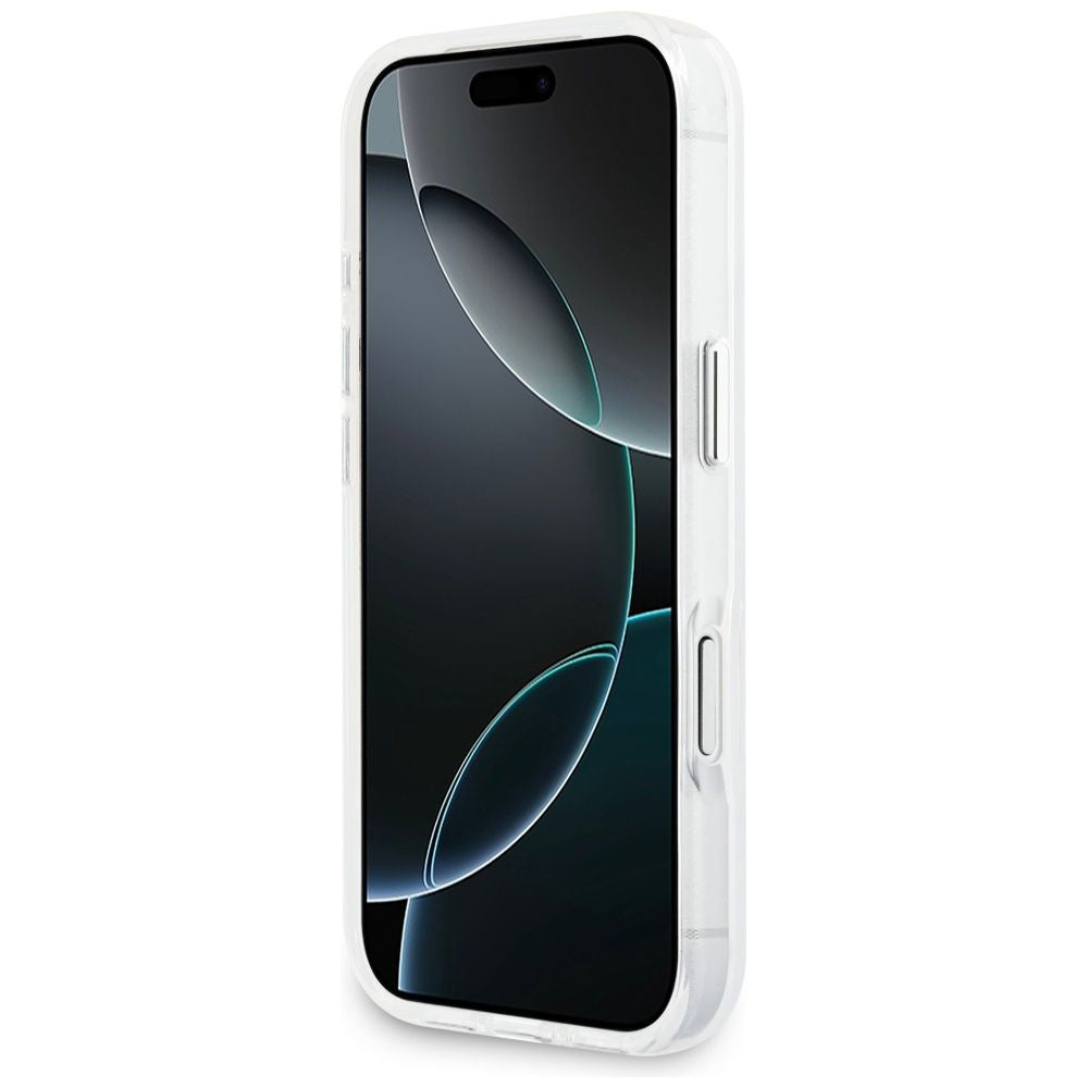 Funda MagSafe para Apple iPhone 17 Pro, Guess, Logo Triángulo Gradiente IML, Transparente