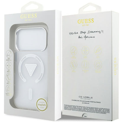 Funda MagSafe para Apple iPhone 17 Pro, Guess, Logo Triángulo Gradiente IML, Transparente