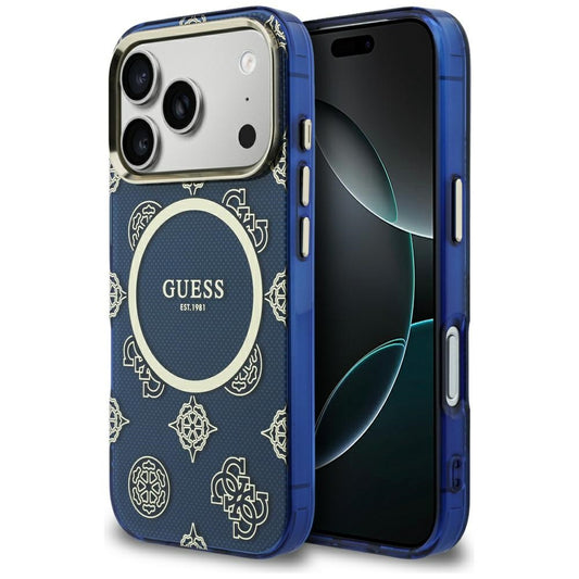 Funda MagSafe para Apple iPhone 17 Pro, Guess, IML Peony Dot, Azul