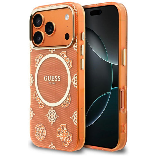 Funda MagSafe para Apple iPhone 17 Pro, Guess, IML Peony Dot, Naranja