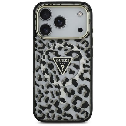 Funda MagSafe para Apple iPhone 17 Pro, Guess, Leopard Glitter, Negra