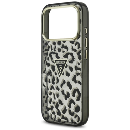 Funda MagSafe para Apple iPhone 17 Pro, Guess, Leopard Glitter, Negra