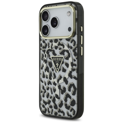 Funda MagSafe para Apple iPhone 17 Pro, Guess, Leopard Glitter, Negra
