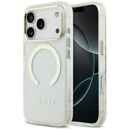 Funda MagSafe para Apple iPhone 17 Pro, Guess, Metal Outline, Dorada