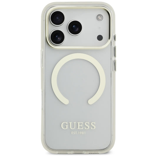 Funda MagSafe para Apple iPhone 17 Pro, Guess, Metal Outline, Dorada