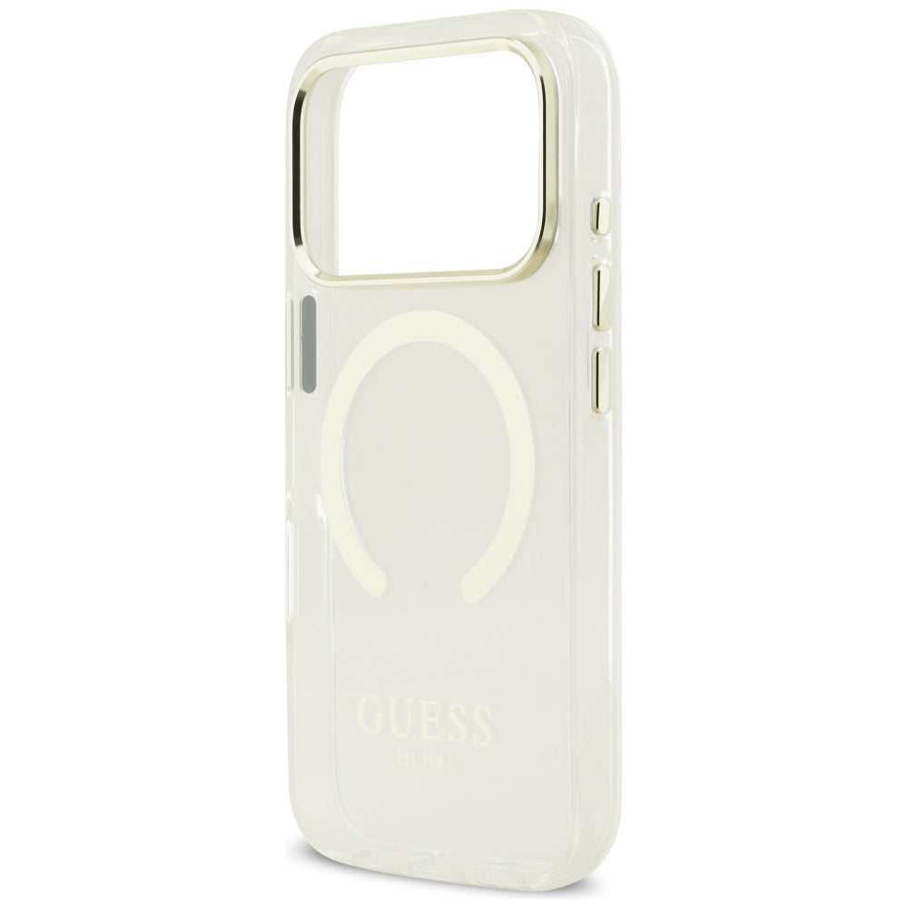 Funda MagSafe para Apple iPhone 17 Pro, Guess, Metal Outline, Dorada