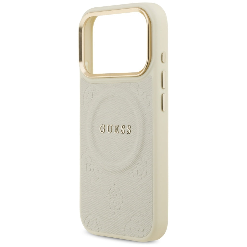 Funda MagSafe para Apple iPhone 17 Pro, Guess, Peony Hot Stamp, Beige