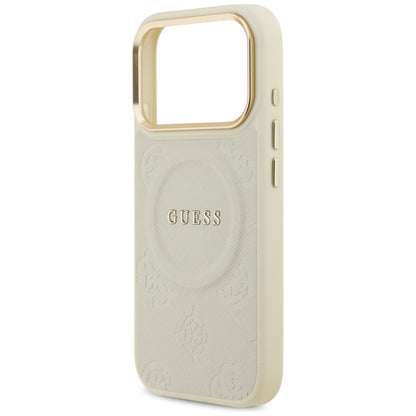 Funda MagSafe para Apple iPhone 17 Pro, Guess, Peony Hot Stamp, Beige