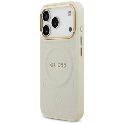 Funda MagSafe para Apple iPhone 17 Pro, Guess, Peony Hot Stamp, Beige