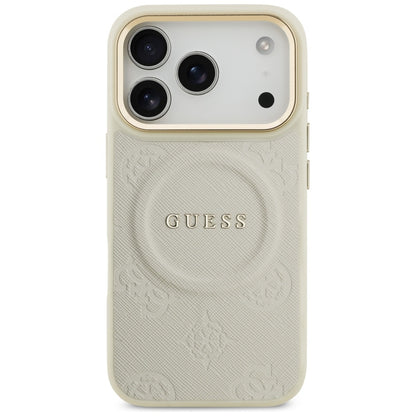 Funda MagSafe para Apple iPhone 17 Pro, Guess, Peony Hot Stamp, Beige