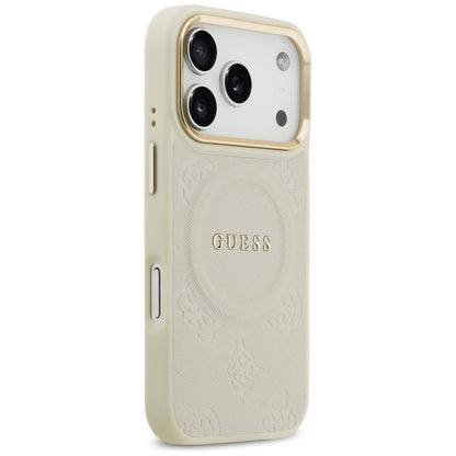 Funda MagSafe para Apple iPhone 17 Pro, Guess, Peony Hot Stamp, Beige