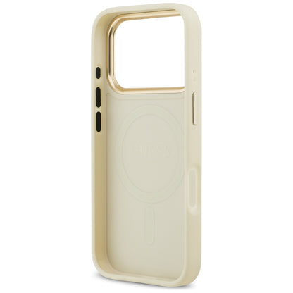 Funda MagSafe para Apple iPhone 17 Pro, Guess, Peony Hot Stamp, Beige