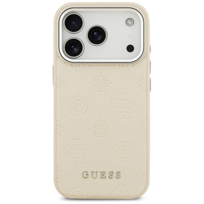 Funda MagSafe para Apple iPhone 17 Pro, Guess, Peony Hot Stamp Script, Beige