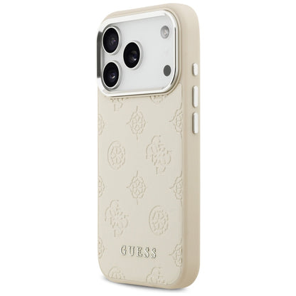 Funda MagSafe para Apple iPhone 17 Pro, Guess, Peony Hot Stamp Script, Beige