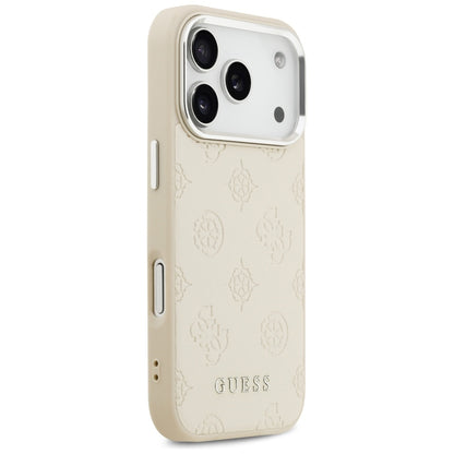 Funda MagSafe para Apple iPhone 17 Pro, Guess, Peony Hot Stamp Script, Beige